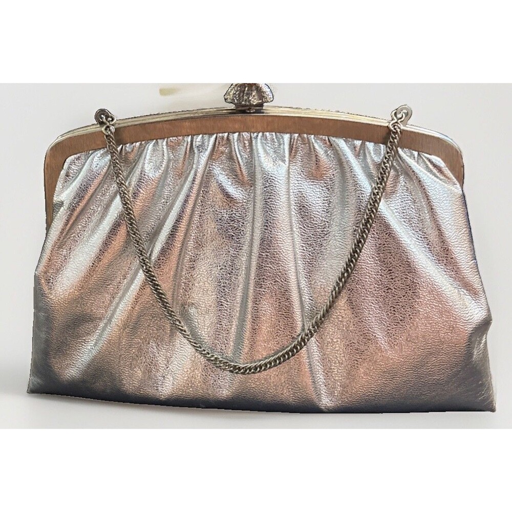 Vintage HL Harry Levine Silver Evening Shoulder Bag Clutch Purse Chain Strap USA